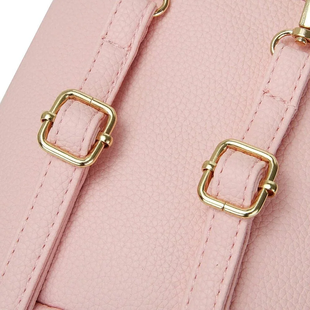 Women Girl Bling Mini PU Leather Backpack Convertible Crossbody Purse